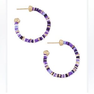 Kendra Scott Reece Purple and Gold Hoop Earrings